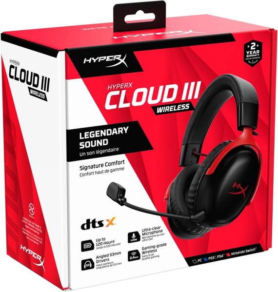 Наушники с микрофоном HyperX Cloud III Wireless Black/Red (77Z46AA) 852 фото