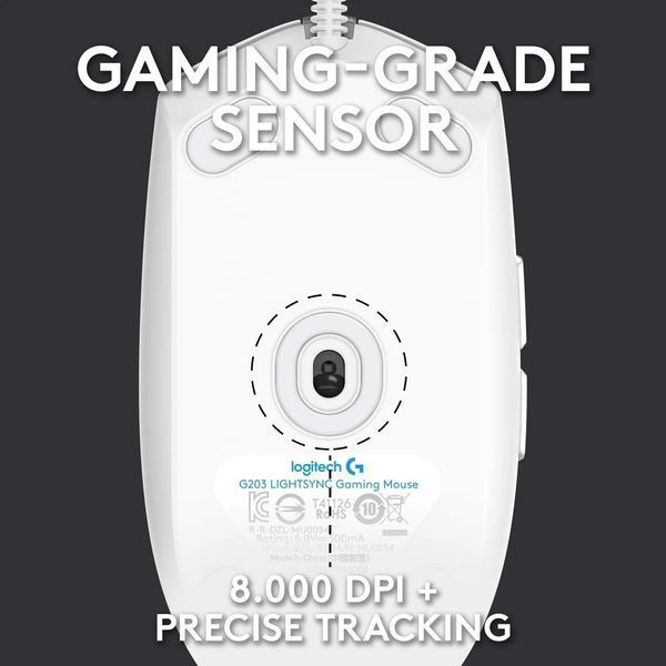Миша Logitech G203 Gaming Lightsync RGB White (910-005797) 15694 фото