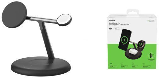 Бездротовий зарядний пристрій Belkin 3в1 Magnetic Qi2 Black (WIZ023VFBK) 32452 фото