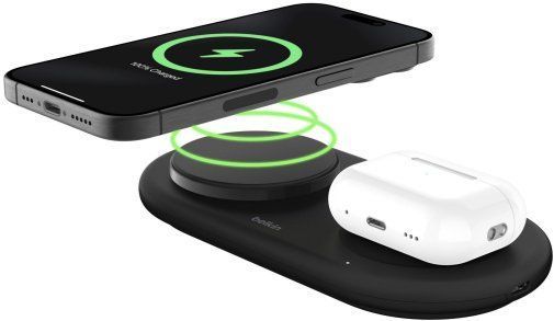 Бездротовий зарядний пристрій Belkin Boost Charge Pro 2-in-1 Qi2 15W Black (WIZ021VFBK) 235376 фото