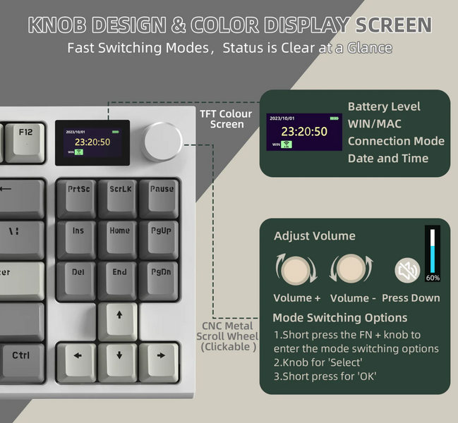 Клавіатура ATTACK SHARK K86 Retro Grey 640 фото
