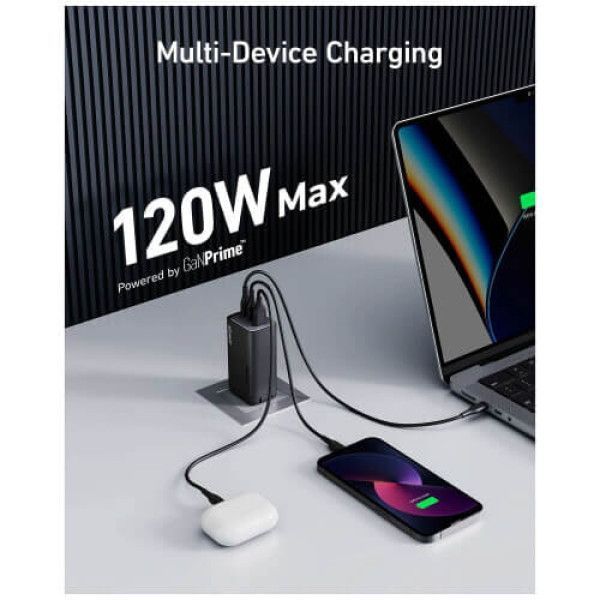 Мережевий зарядний пристрій Anker 737 Charger GaNPrime 120W (A2148311) 641 фото