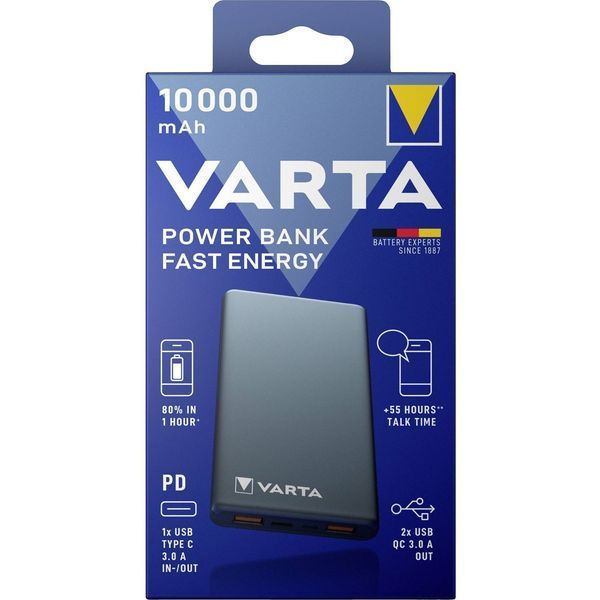 Зовнішній акумулятор (павербанк) Varta Power Bank Fast Energy 10000 mAh Silver (57981) 767 фото